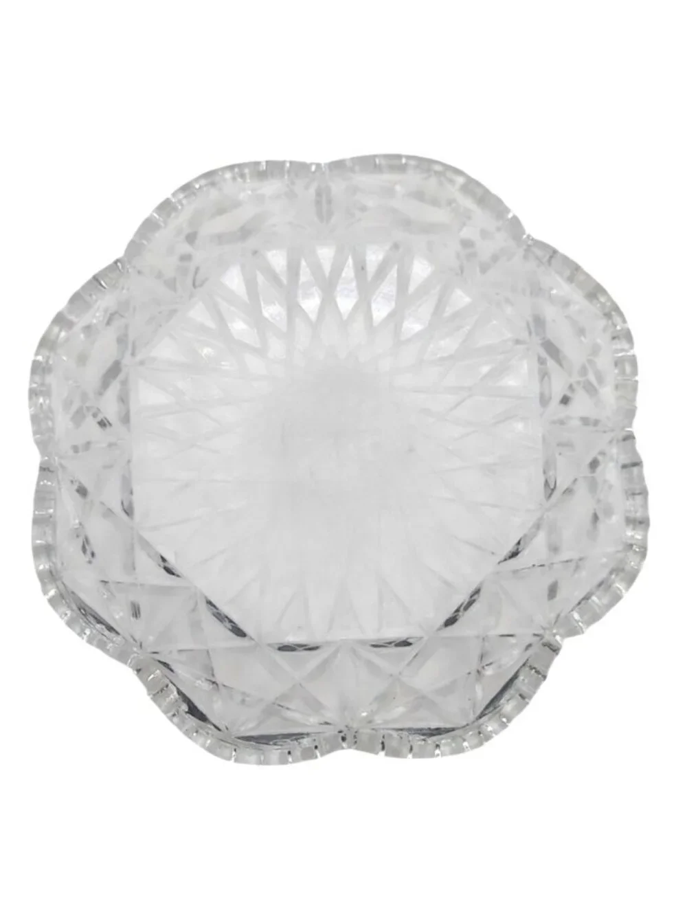 Glass Covered Butter Dish  Raised Diamond Cut Starburst Avon By Fostoria Vintage